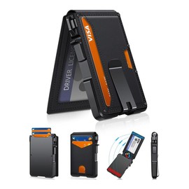 Men's Business Style Minimalist Card Holder, Magnetic Closure Card Holder, with Rfid Blocking, Multi Card Slot Wallet for Men for Daily Use, , Men's Wallet:_Jet Black_Please Refer To The Pictures for Dimensions