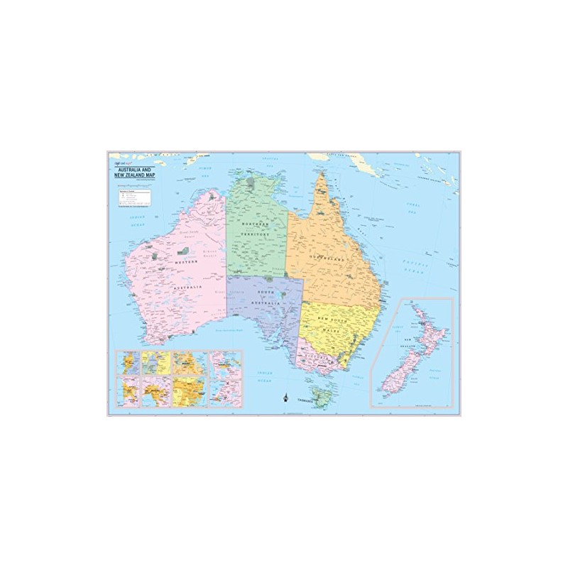Cool Owl Maps Australia & New Zealand Wall Map Poster