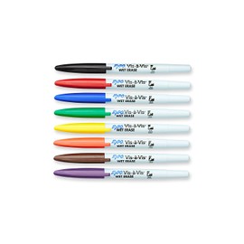 EXPO 16078 Vis-A-Vis Wet-Erase Overhead Transparency Markers, Fine Point, Assorted Colors, 5 Packages (8-Count)