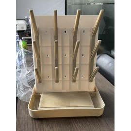 GoMaihe Baby Bottle Drying Rack: Space Saving Vertical Bottle Dryer Holder - Baby Accessories Storage Stand Organize Brushes Pacifiers on Countertop - BPA-Free - Beige