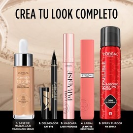 LOral Paris Mascara de Pestaas Lash Paradise Negro, Lavable para volumen y alargamiento, 8.5ml                                                        