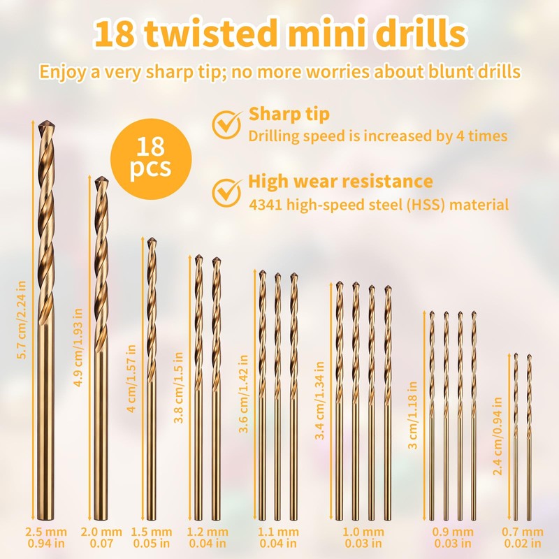 1-Pack Pin Vise Hand Drill Manual with 18pcs Micro Drill