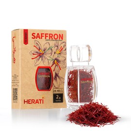 Herati Saffron Super Negin Grade 1 Threads 2 Grams Crystal Bottle, Award Winning Afghan Saffron Direct From Farm, Hand Harvested Pure All Red Threads For Tea Paella Rice Biryani Golden Milk