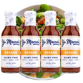 Yo Mama's Foods Gourmet Natural Asian Sesame Dressing and Marinade - Pack of (4) - Low Carb, Low Sodium, Vegan, and made from Real non-GMO Tamari!