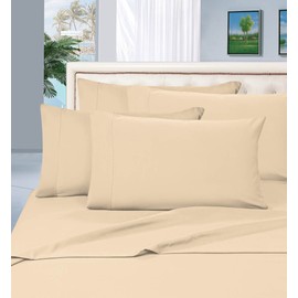 Elegant Comfort Wrinkle Resistant Luxury 6-Piece Bed Sheet Set - 1500 Thread Count Egyptian Quality Silky Soft Sheet Set - California King, Cream