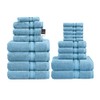 Luxury Bath Towels Set - 100% Cotton Bathroom Towels, Zero Twist, Quick Dry Shower Towels, Extra Aborbent Bath Towel, Super Soft, 6 Bath Towels, 6 Hand Towels, 6 Wash Cloths - Blue (18 Pack)