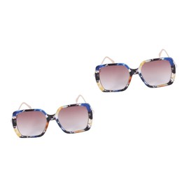 SAFIGLE 2pcs Sunglasses Women Fashionable Pearls Glasses Sun Block Effect for Summer