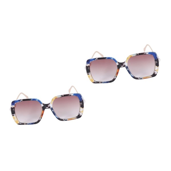 SAFIGLE 2pcs Sunglasses Women Fashionable Pearls Glasses Sun Block Effect