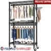 Heavy Duty Wardrobe Rack Storage Shelves Adjustable Rolling Closet Organizer