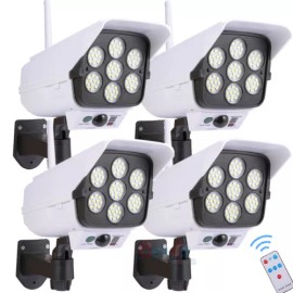 Unbranded Solar Power Fake Dummy Security Camera 77 LED Blink Light Surveillance CCTV Sens - 4Pack