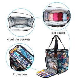 SumDirect Yarn Bag, Knitting Organizer Tote Bag Portable Storage Bag for Yarns, Carrying Projects, Knitting Needles, Crochet Hooks, Manuals and Other Accessories (Rainforest)