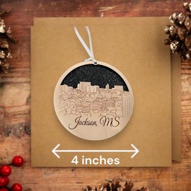 Jackson Mississippi Ornament Wooden Souvenir Christmas Tree Decoration with Jackson Mississippi Vacation Gift