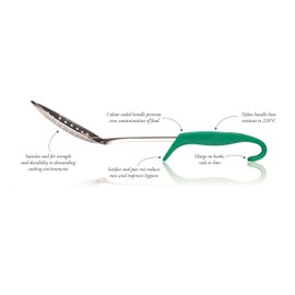 MasterClass Colour-Coded Catering-Quality Stainless Steel Slotted Spoon, 34 cm (13.5") - Green (Vegetarian)
