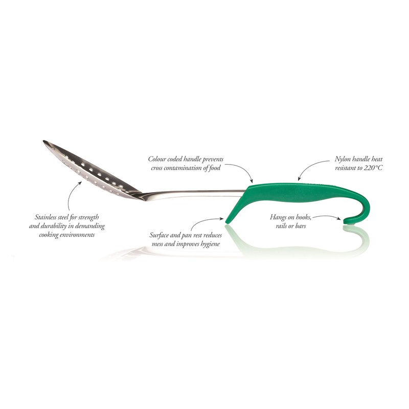 MasterClass Colour-Coded Catering-Quality Stainless Steel Slotted Spoon, 34 cm (13.5")