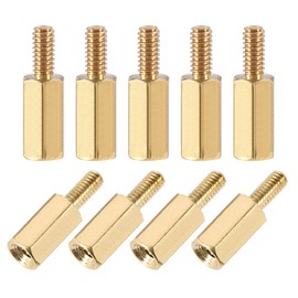 sourcing map M2.5 x 10 mm + 6 mm Brass Hexagonal PCB Motherboard Spacer Pack of 50