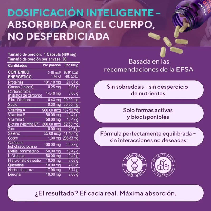 Vitaminas Para Cabello Mujer Con Biotina Y Colágeno 90 Cápsulas