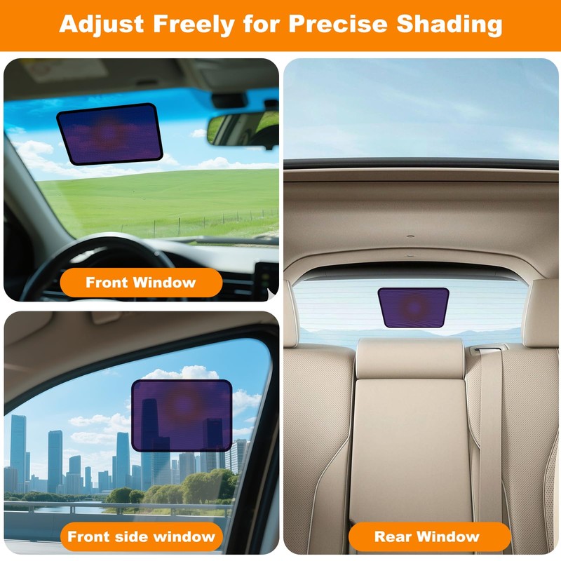 KOCZIL Square Static Cling Car Window Shades for Windshield &
