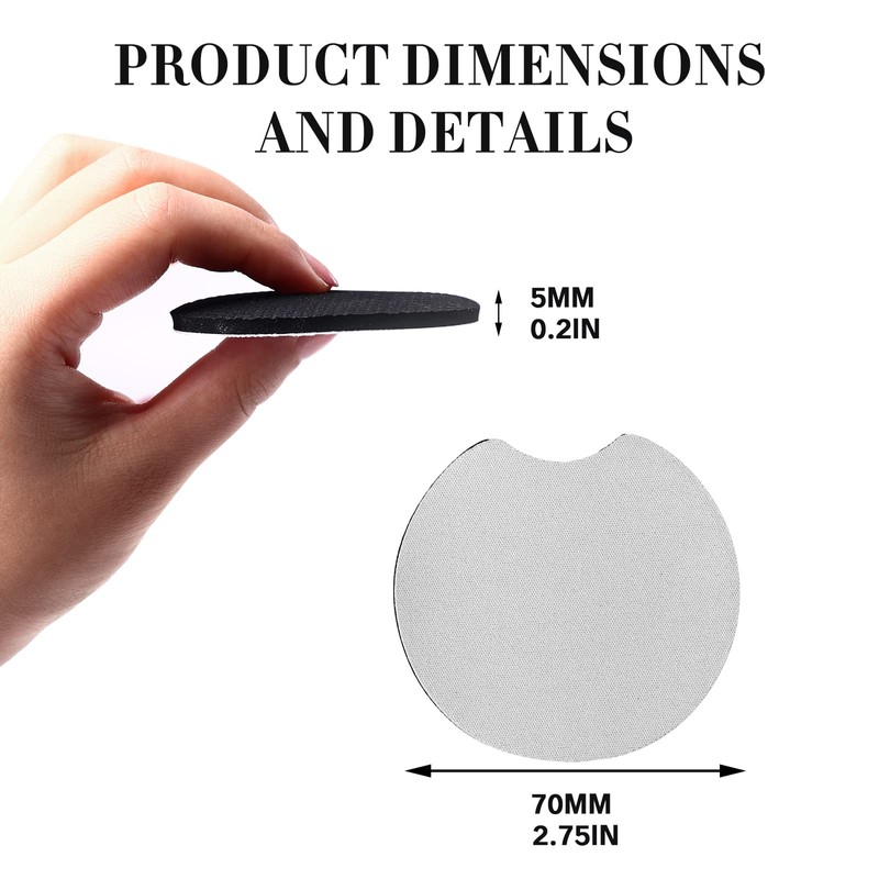 40 PCS Sublimation Blank Car Coasters, 2.75 in Circular Opening