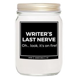 You Nique Designs Writer Gifts, Author 8oz Candle, Cool Surprise for Writers, Gifts for Authors, for Poetry Writers, for Screenwriters - Funny, Unique Candles (Mahogany Teakwood)