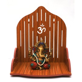 Kalakriti MDF Wooden Temple/Pooja Mandir for Home and Office/Wall Mounted Temple/Puja Stand, 1 pc (TempleSmRed)