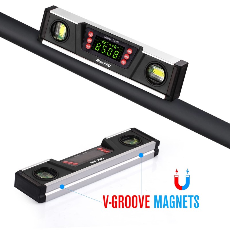 Digital Magnetic Level and Protractor - RISEPRO 10 Inches IP54