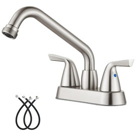 Aolemi Laundry Sink Faucet 4 Inch Centerset, Utility Sink Faucets with Swivel Spout and 3/4" NPT Threaded End, 2-Handle Faucet for Laundry or Utility Room, Brushed Nickel