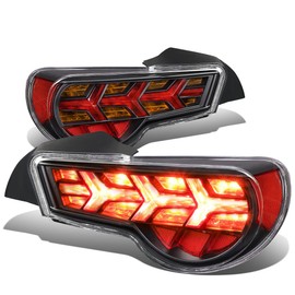 Auto Dynasty 2Pcs LED Arrow Sequential Rear Tail Lights Brake Lamps Compatible with Toyota 86 / Subaru BRZ/Scion FR-S 13-21, Driver and Passenger Side, Black Housing Clear Lens Amber Signal