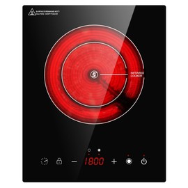 COOKTAO 1800W Ceramic Electric Hot Plate for Cooking, Infrared Burner Cooker, Portable Countertop or 12inch Built-in Cooktop Radiant Electric Stove Top, Induction Cooktop, Compatible with All Cookware