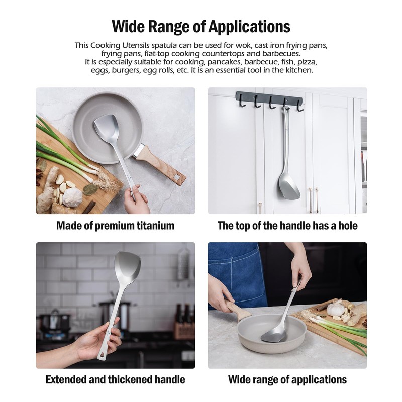 Boundless Voyage Titanium Spatula Food Turner Lightweight Food Grips Cooking