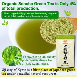 Organic Green tea Powder, Instant Sencha Powder, Konacha, Sushicha, Japanese Tea, 80g Bag 【YAMASAN】