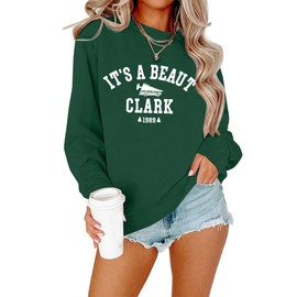 ASTANFY It's a Beaut Clark Sweatshirt Women Christmas Tree Farm Sweatshirts Funny Christmas Movie Pullover Lightweight Shirt Green