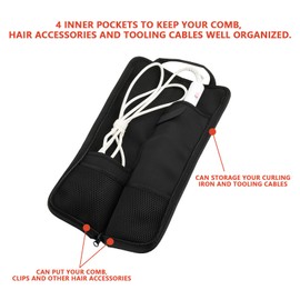 Beautyflier Universal Curling Iron Travel Case, Canvas Heat-Resistant Curling & Flat Iron Holder Travel Case, Hot Curling Iron Holder for Hair Tools Travel Bag or Daily Use (Red Blossom)