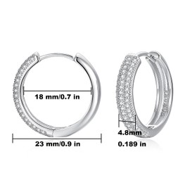 FRUMOS 14K Gold Plated 925 Sterling Silver Posts Cubic Zirconia Hoop Earrings for Women CZ Gold Huggie Hoops Earrings (23MM White Gold)