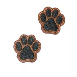 Patchwork Panda Iron On Applique - SMALL Paw Print Brown 2 Pack