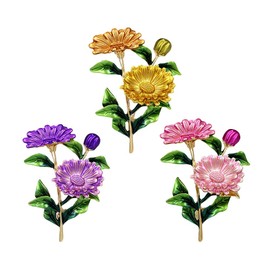 SHIDXIB 3Pcs Fashion Simple Daisy Bouquet Brooch Plant Brooch Flower Brooch for Clothing Fashion Accessory