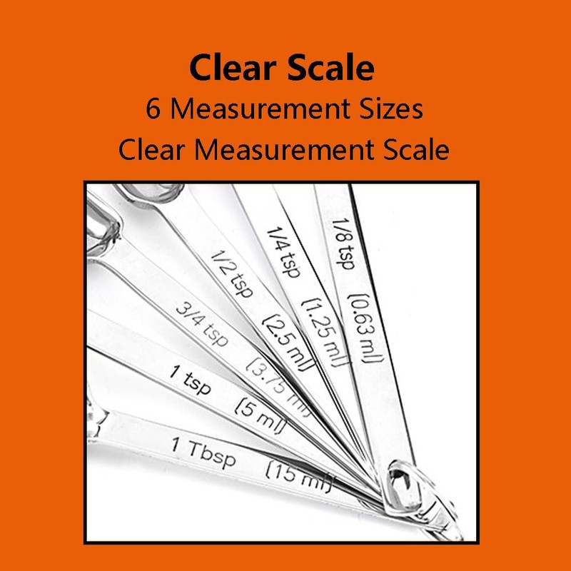 6 Pcs Measuring Spoons, Stainless Steel Rectangle Teaspoon Measuring Spoons