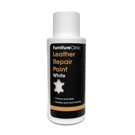 Furniture Clinic Leather Repair Paint | 2-in-1 Seal and Color | Use on Scratches, Tears, and Holes in Car Seats, Furniture | Quick and Easy Leather Repair Kit for Furniture (White, 50ml / 1.7oz)