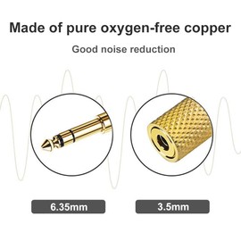 SELIACR 6.35 mm Male to 3.5 mm Female Plated Stereo Jack Adapter, Jack 6.3 3.5 Amplifier Headphone Adapter Compatible with Guitar Electronic Keyboards Headphones