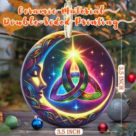 3.5 Inch Ceramic Moon & Celtic Ornament, Christmas Ornament, Christmas Decoration, Christmas Tree Ornament, Heirloom Keepsake, Gift Exchange, Gift Idea, Bauble Present