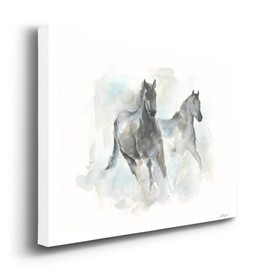 Renditions Gallery Galloping Stallion I Wall Art, Detailed Pencil Sketch, Black & White, Western, Premium Gallery Wrapped Canvas Decor, Ready to Hang, 12 in H x 18 in W, Made in America Artwork