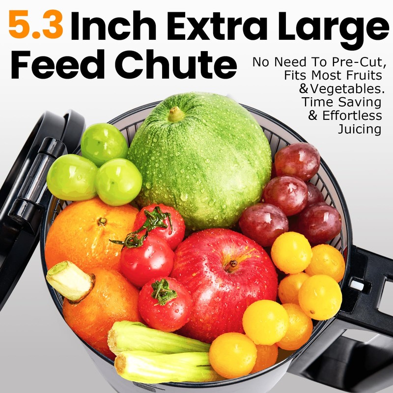 Cold Press Juicer,Slow Masticating Juicer Machines with 5.3" Large Feed