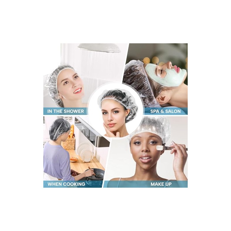 Yizijizi 100 Gorros Ducha Desechables Gorro Grande Grueso Transparente Impermeable