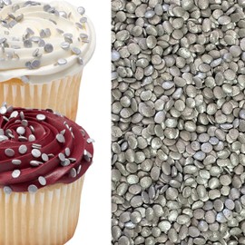 Silver Sequin Confetti Sprinkles for Cakes and Cupcakes 4 oz
