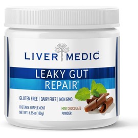 Leaky Gut Repair, Gut L Glutamine Powder, for Optimal Gut Health, Soothes Gut Issues Like Bloating and IBS, Gluten-Free Gut Health Supplements for Women and Men, Mint Chocolate, 180 g - Liver Medic