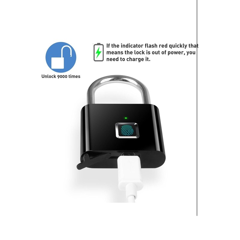 Ultra Fingerprint Padlock,AICase Ultra Light One Touch Open Fingerprint Lock