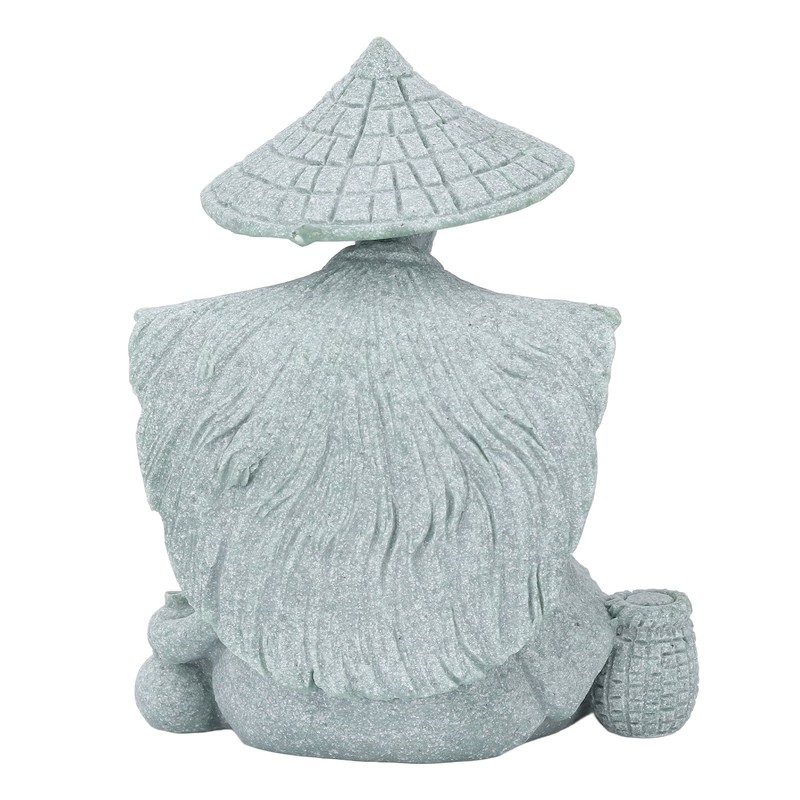 Fisherman Statue Sitting Fishing Old Man Figurine Small Desk Ornament
