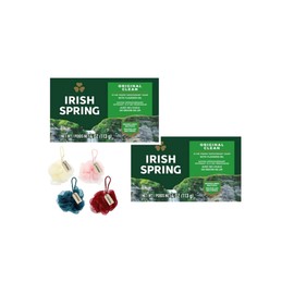 ODWIRA 2-Pack Deodorant Irish Bar Soap, Mild for skin, 12 hours small fresh, Spring Soap for Washing Face,Body,Hand, 4oz each (total 8 oz) + 1 Shower Sponge