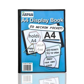 Display Book - 48 Pockets Black Presentation A4 Display Book Folder Folio for Professionals, Business, Students, Projects, School, College & Personal Use by Arpan