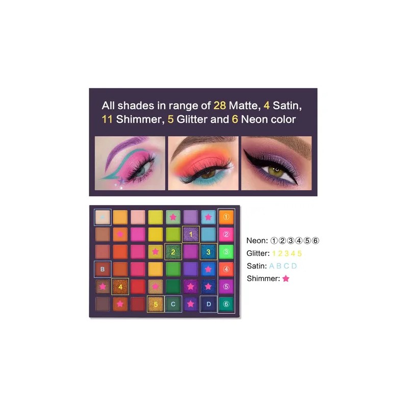 Paleta de Sombras Ucanbe Exotic Flavor con 48 Tonos de