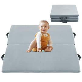 HOMBYS Memory Foam Baby Play Mat Extra Thick Foldable & Portable Playpen Mat for Kids, Toddler Crawling & Play, Super Soft Velvet with Non-Slip Backing Baby Playpen Mat, 71"x59"